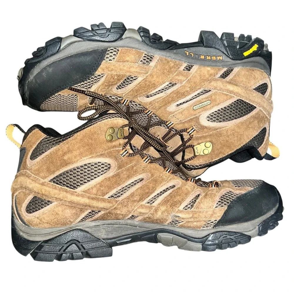 Merrell Men's Moab 2 Mid Hiking Boots Mens‎ 14 Brown Earth Vibram Sole READ